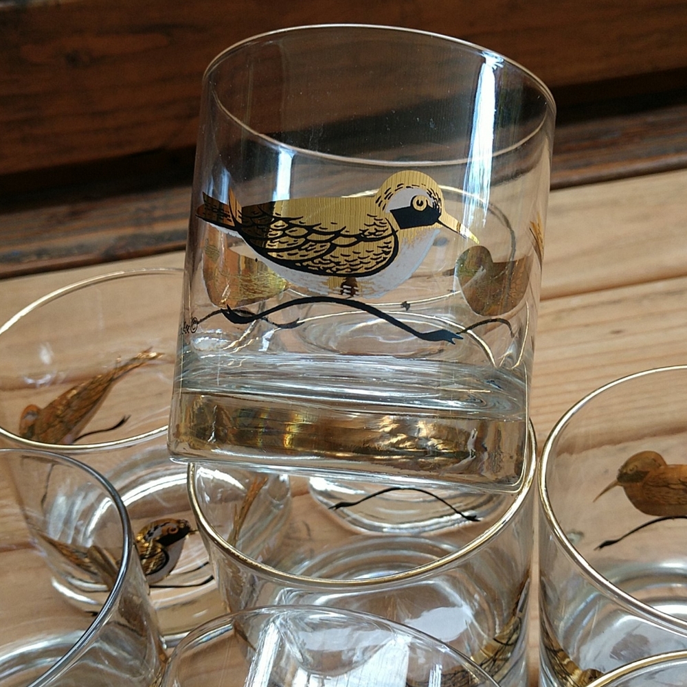 8 Mid-century COURCO sandpiper glasses